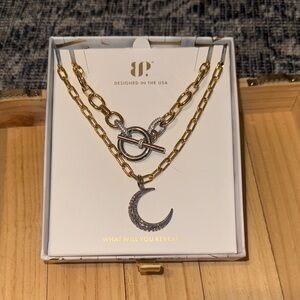 BP Luxe Gold and Silver Crescent Necklace